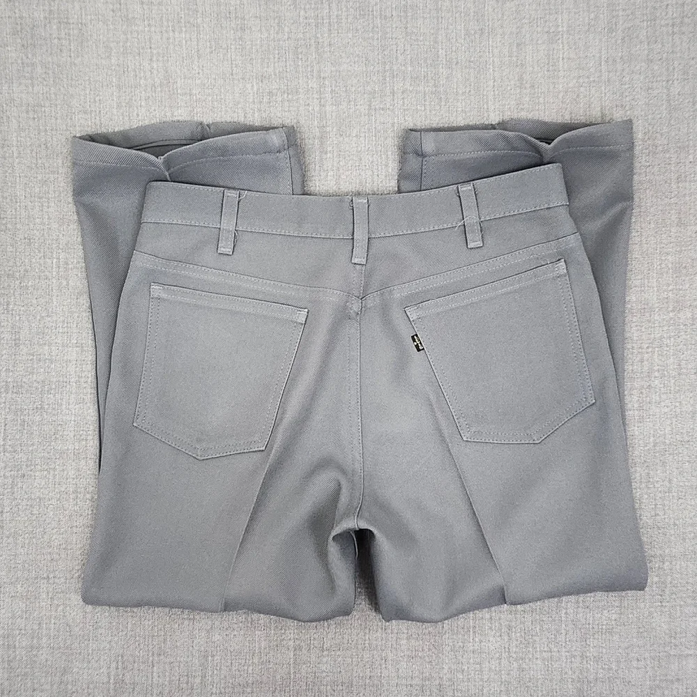Vintage Levi's Polyester Creased CROPPED Grey Pants. 34 × 24.